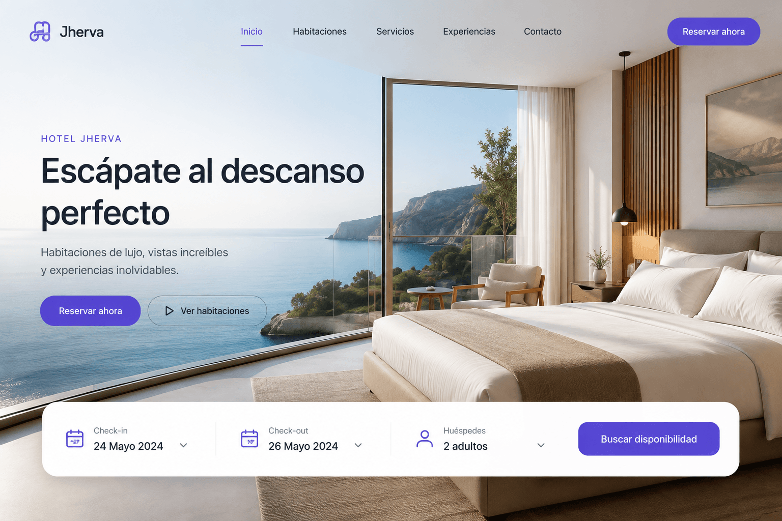 Mockup del concepto de sitio web para hotel