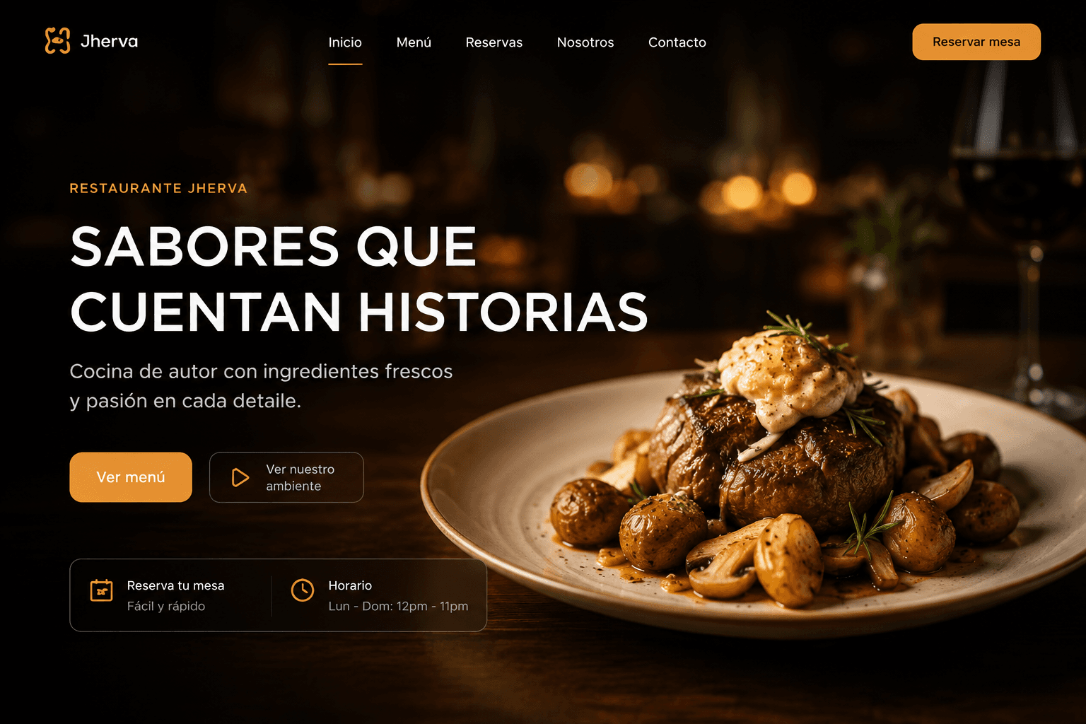 Mockup del concepto de sitio web para restaurante