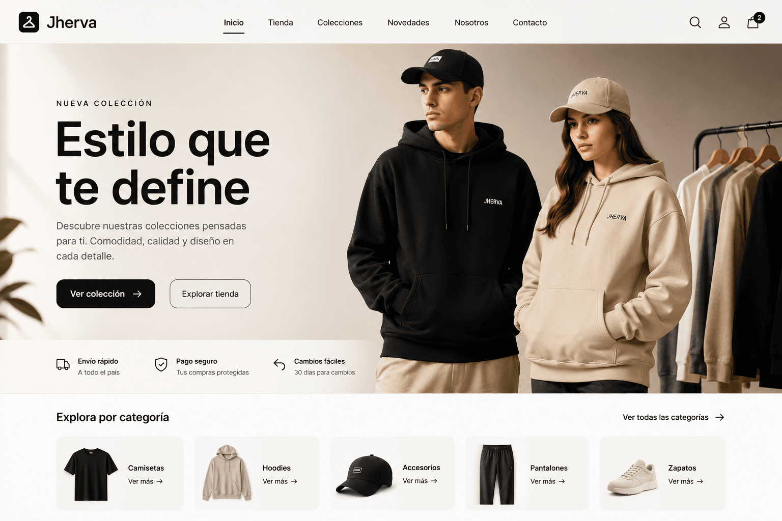 Mockup del concepto de sitio web para tienda de ropa