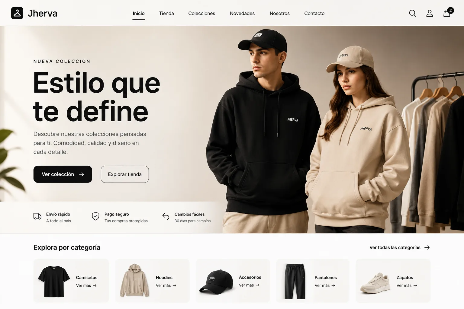 Mockup del concepto de sitio web para tienda de ropa